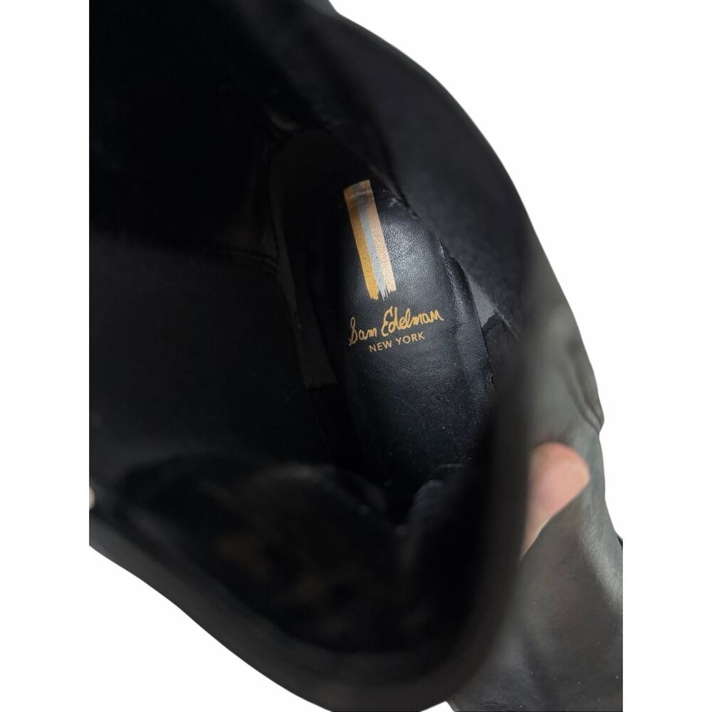 Sam Edelman Thelma Black Pull On Square Toe Leather Chelsea Ankle Boots sz 7 - Picture 8 of 8
